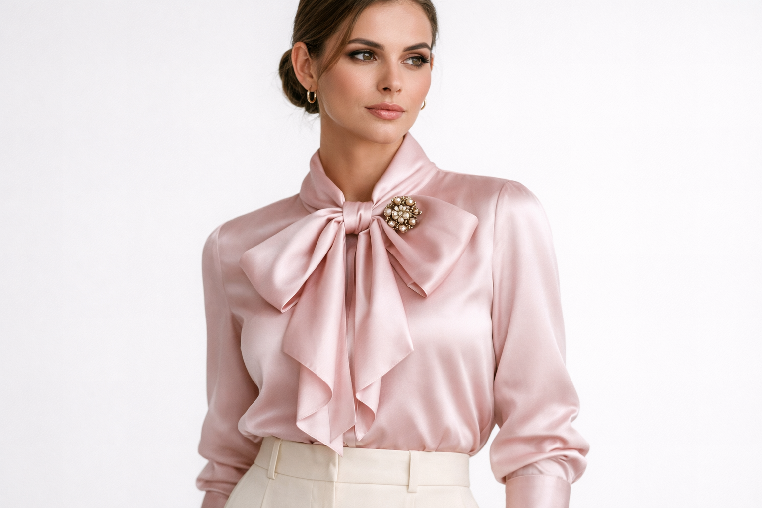 Pussy bow blouse pastel 2026